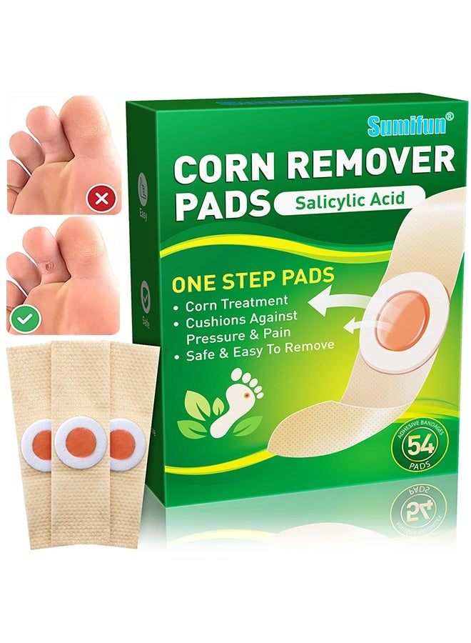 Sumifun 54 Packs Corn Remover Pads, Foot Care Treatment for Corns & Calluses, Foot Corn Removal Plaster, Relief Pain From Calluses, Corns, Blisters, Heel Rubbing, Gentle And Painless Corn Care Mat, Effective Treatment For Corns, Calluses, And Dead Skin - Image 1