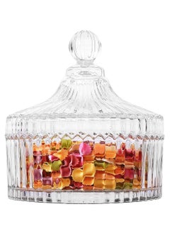 Luxoraq 300ml/10oz Elegant Crystal Candy Jar with Lid – Premium Glass Decorative Candy Dish Bowl – Tent Shaped Royal Style Biscuit Jar – Perfect for Wedding Candy Buffet, Home, Office, and Gift Use  - Image 1