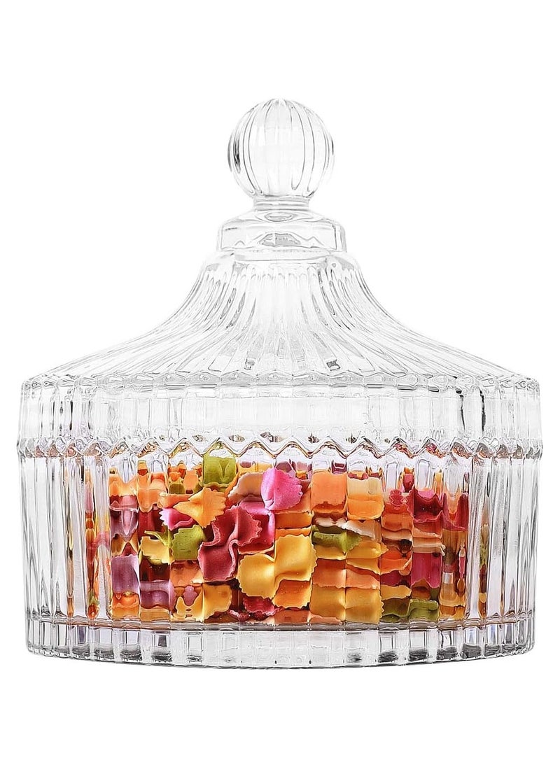 Luxoraq 300ml/10oz Elegant Crystal Candy Jar with Lid – Premium Glass Decorative Candy Dish Bowl – Tent Shaped Royal Style Biscuit Jar – Perfect for Wedding Candy Buffet, Home, Office, and Gift Use  - Image 1