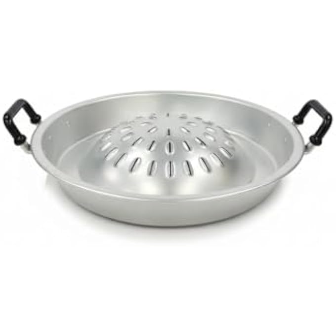 أي كي دي سي مقلاة شواء من الألومنيوم مقاس 44 سم، مقلاة مستديرة غير لاصقة باللون الفضي، متوافقة مع موقد الغاز، سعة 3 لتر - Image 2