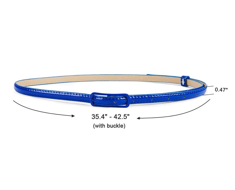 Selighting Women's Solid Color Faux Leather Skinny Belts for Dresses (One Size, Royal Blue) - Image 3