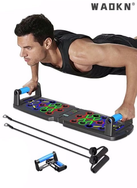 Push up stand board with automatic counting function, portable home exercise equipment, foldable, home fitness equipment, chest muscle training equipment with drawstring