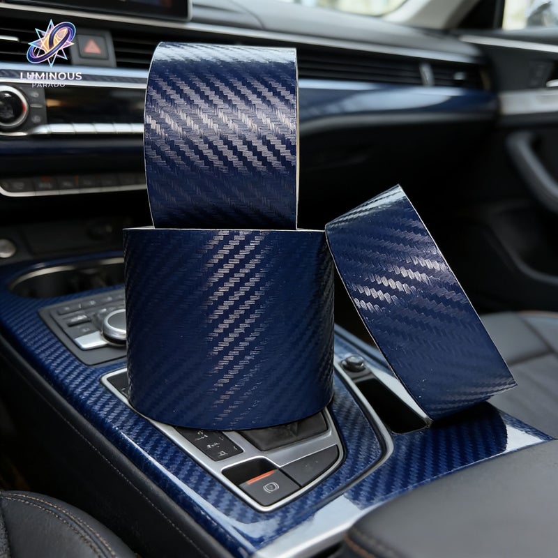 Blue 3D Carbon Fiber Vinyl Car Wrap 4.9cm Door Edge Guard Scratch Protector Anti Collision Film - Image 2