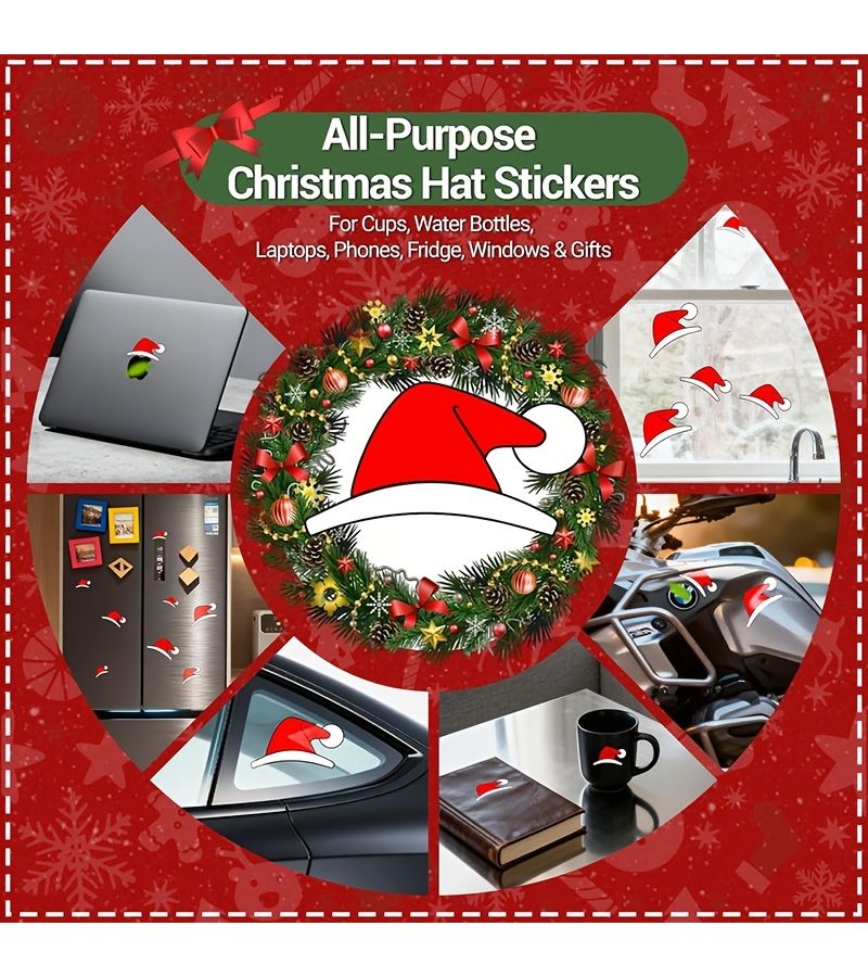 بالنسبة لسيارات تيسلا موديل، غطاء مستشعر قبعة عيد الميلاد، مصنوع من البلاستيك المقاوم بطباعة ثلاثية الأبعاد، تصميم احتفالي، زينة غطاء المحرك، إكسسوار الشعار الخارجي، متوافق مع عشاق السيارات الكهربائية. - Image 4