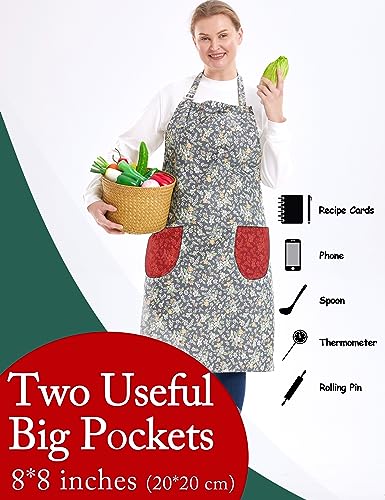 APRONNER Cotton Linen Baking Plus Size Aprons for Women with Pockets Kitchen Cooking Pastoral Style - Image 3