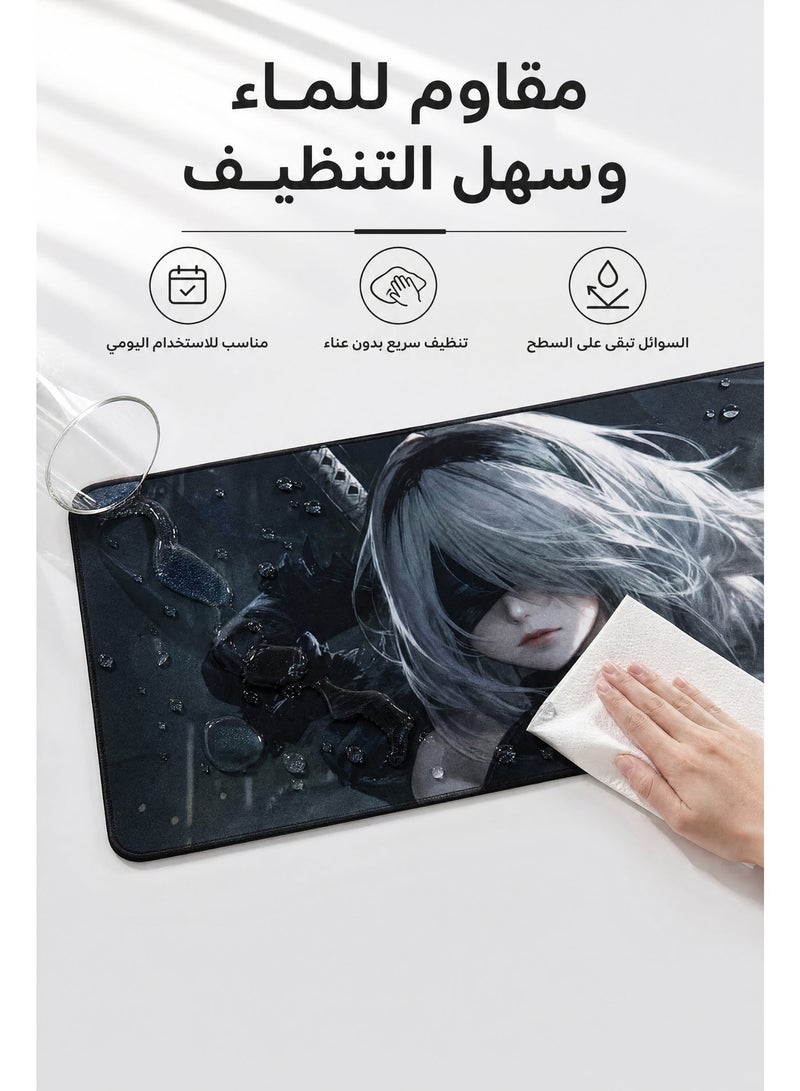 بيوينتي لوحة ماوس كبيرة جدًا من قطعة واحدة، لوحة ماوس للألعاب، لوحة ماوس أنيمي، وسادة مكتب كاملة، وسادة ماوس كبيرة مقاس XXL مع رسوم متحركة، ديكور مكتب مقاوم للماء وغير قابل للانزلاق (80 سم * 30 سم) - Image 4