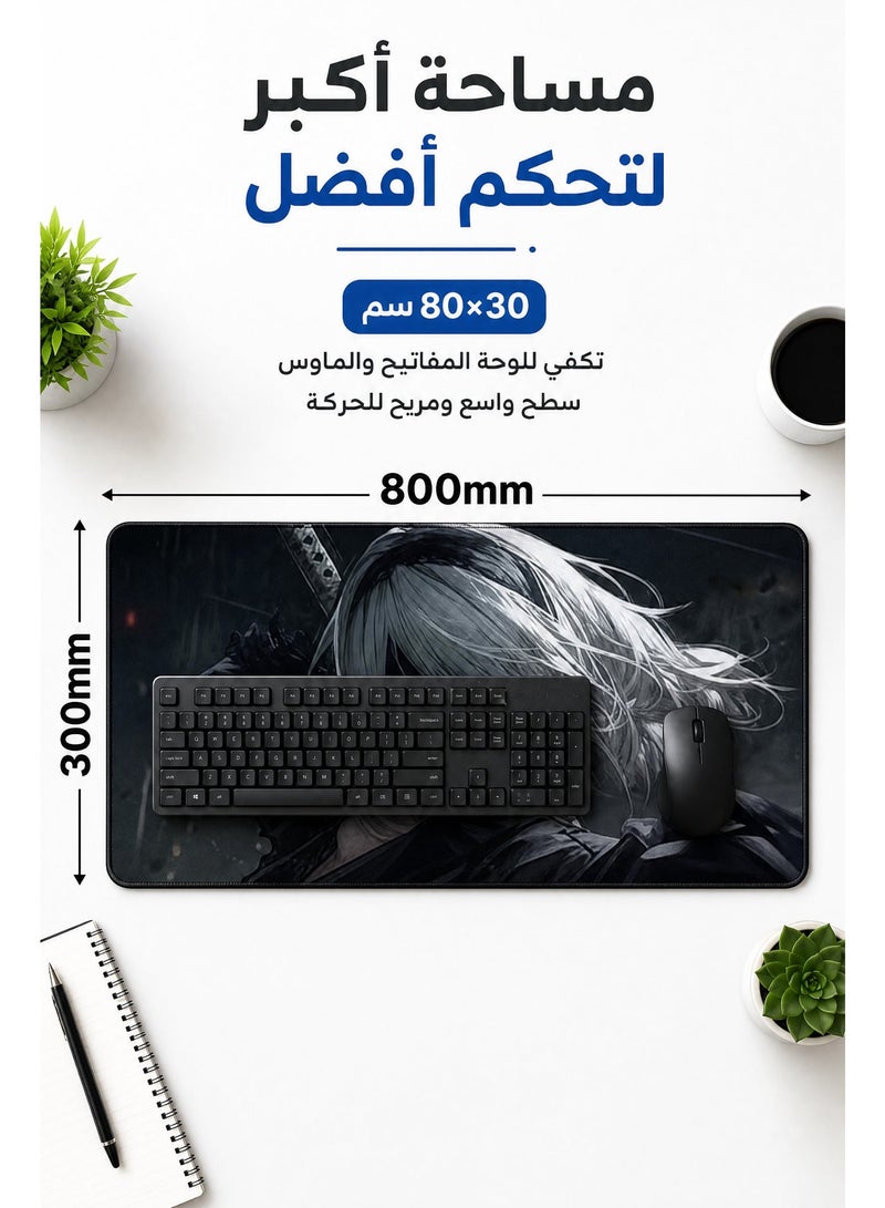 بيوينتي لوحة ماوس كبيرة جدًا من قطعة واحدة، لوحة ماوس للألعاب، لوحة ماوس أنيمي، وسادة مكتب كاملة، وسادة ماوس كبيرة مقاس XXL مع رسوم متحركة، ديكور مكتب مقاوم للماء وغير قابل للانزلاق (80 سم * 30 سم) - Image 2