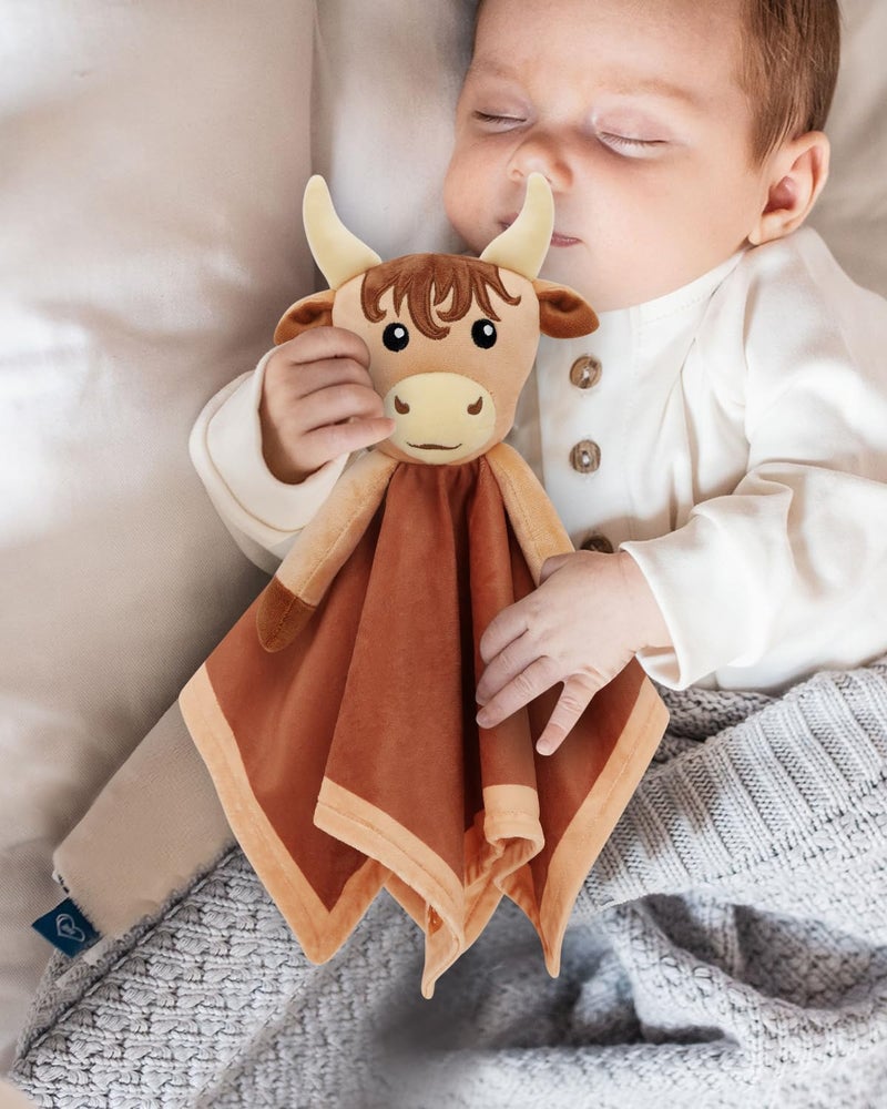 Gicoherero Highland Cow Baby Security Blanket  Cow Baby Lovey  Nursery Stuff  Newborn Boy Gift - Image 5