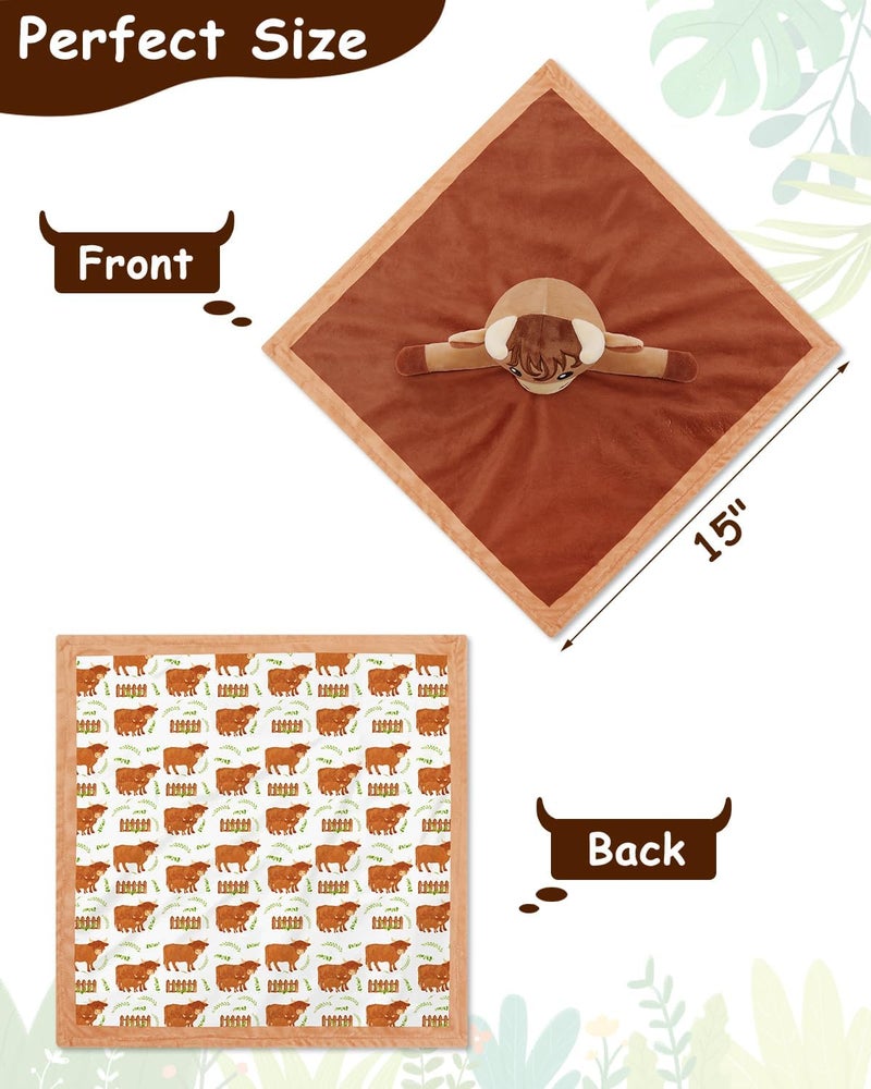 Gicoherero Highland Cow Baby Security Blanket  Cow Baby Lovey  Nursery Stuff  Newborn Boy Gift - Image 3