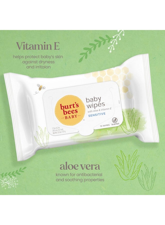 Burt's Bees Burt's Bees Baby Wipes, Unscented, Natural Origin Baby Wipes for Sensitive Skin with Aloe and Vitamin E, 72 Count (Pack of 6) - Image 1