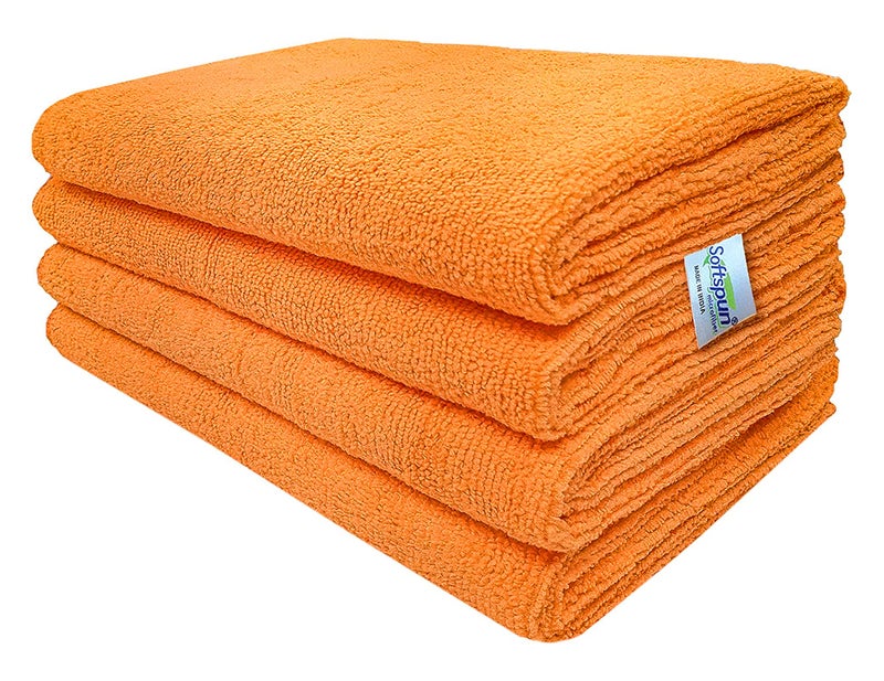 SOFTSPUN Microfiber Hair & Face Care Towel Set of 4 Piece, 40x60 Cms, 340 GSM (Orange). Super Soft & Comfortable, Quick Drying, Ultra Absorbent in Large Size. - Image 1
