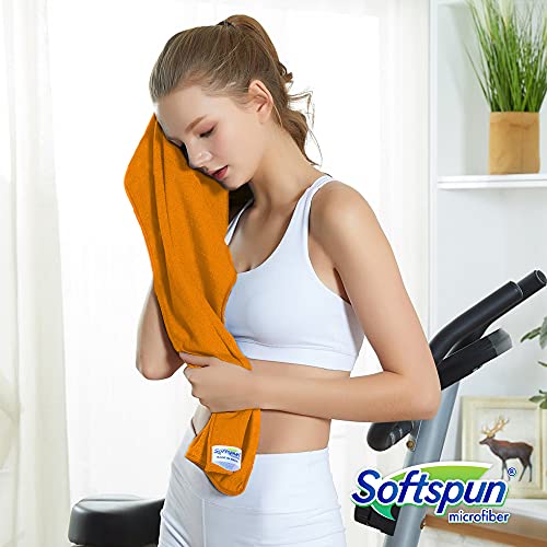 SOFTSPUN Microfiber Hair & Face Care Towel Set of 4 Piece, 40x60 Cms, 340 GSM (Orange). Super Soft & Comfortable, Quick Drying, Ultra Absorbent in Large Size. - Image 4