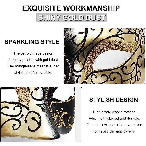 Cosmer Masquerade Masks for Women Men Couple Lace Eye Mask for Venetian Carnival Halloween Party Ball Prom Costume Mardi Gras (Gold) - Image 2