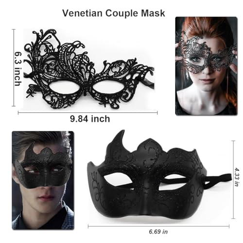 Cosmer Masquerade Masks for Women Men Couple Lace Eye Mask for Venetian Carnival Halloween Party Ball Prom Costume Mardi Gras (Gold) - Image 4