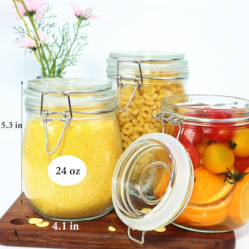 MBSRITY Glass Jars With Airtight Lid 24 Oz (Set Of 2) Wide Mouth Mason Glass Sealed Storage Canisters Leakproof For Coffee Sugar Nuts Spice Refrigerator Pickles & Preserves Tea For Fridge Kitchen Pantry - Image 2