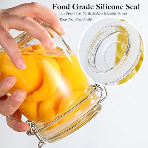 MBSRITY Glass Jars With Airtight Lid 24 Oz (Set Of 2) Wide Mouth Mason Glass Sealed Storage Canisters Leakproof For Coffee Sugar Nuts Spice Refrigerator Pickles & Preserves Tea For Fridge Kitchen Pantry - Image 4