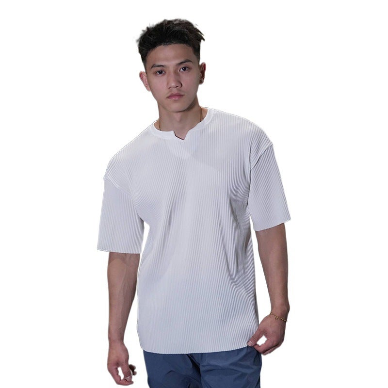 Vestup American Style All-Match V-Neck Thread Short-Sleeved Fashion Loose Breathable Sports Fitness Training T-Shirt Men'S Trendy - Image 5