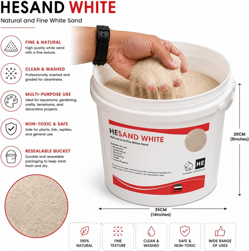 HASANAT ESSENTIALS Multi-Purpose Natural Sand Gravel Ideal for Construction flooring Aquariums Plants DIY Projects 5KG Sand Gravel Bucket Pack (White Sand 5 KG Bucket) - Image 2