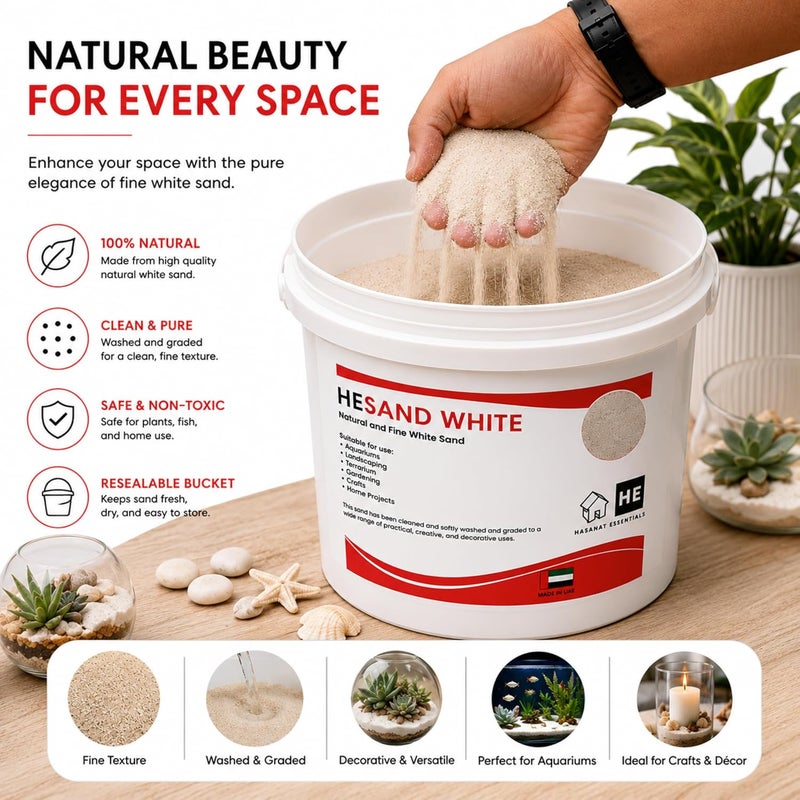 HASANAT ESSENTIALS Multi-Purpose Natural Sand Gravel Ideal for Construction flooring Aquariums Plants DIY Projects 5KG Sand Gravel Bucket Pack (White Sand 5 KG Bucket) - Image 4