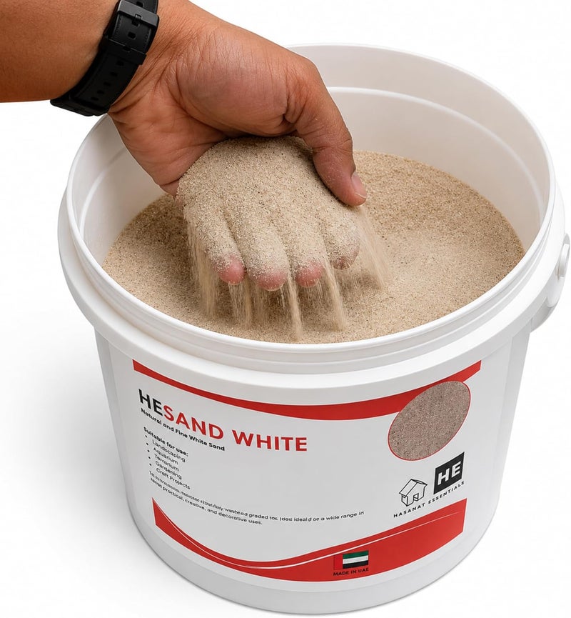 HASANAT ESSENTIALS Multi-Purpose Natural Sand Gravel Ideal for Construction flooring Aquariums Plants DIY Projects 5KG Sand Gravel Bucket Pack (White Sand 5 KG Bucket) - Image 1