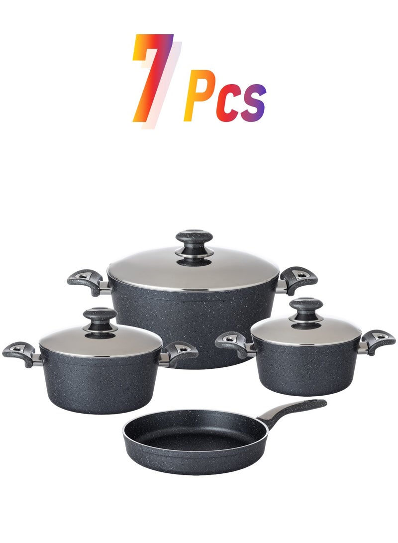 GRANDEUR 7 Pieces Narki Granite Cookware Set Grey - Image 1