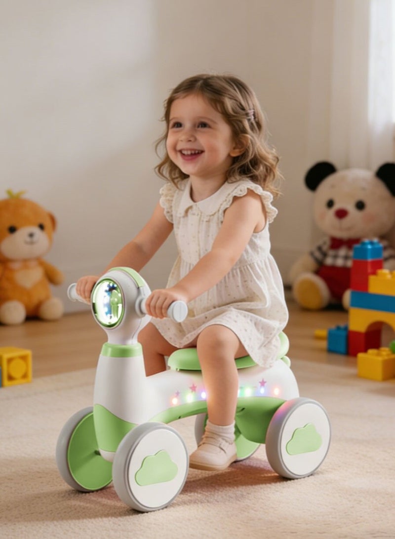 Sharpdo Children's Balance Bike, 4-Wheel Balance Bike for Boys and Girls 1-3 Years Toddler and Baby, Ride on Toys with Light and Music Indoor Outdoor Fun - Image 1