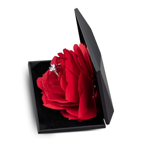 Wislist Creative Ring Box Small Ring case for Proposal Engagement Wedding Ceremony Birthday Gift Jewelry Display Presentation Storage Chest Holder Organizer (Black) - Image 2