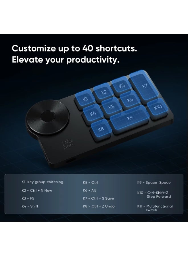 XPPen keypad wireless shortcut ACK05 compatible with digital drawing, drawing, handwriting, and sketching screens. - Image 3