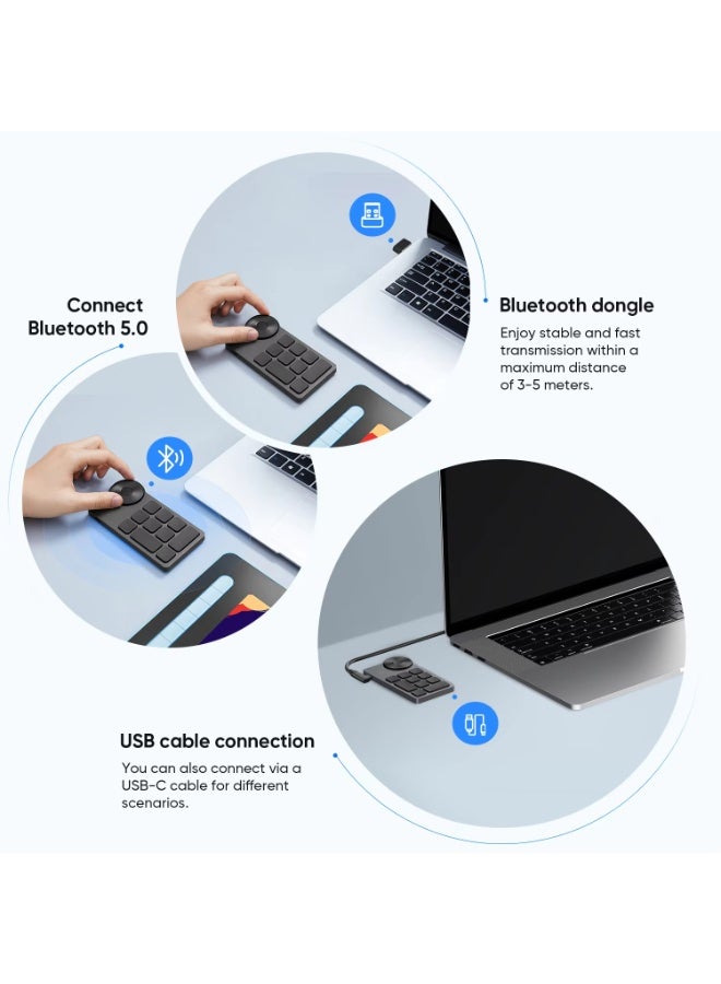XPPen keypad wireless shortcut ACK05 compatible with digital drawing, drawing, handwriting, and sketching screens. - Image 5