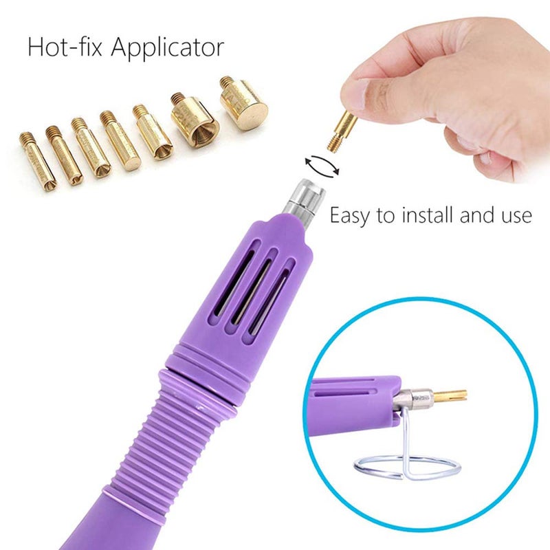 Allber Hotfix Applicator, 7-in-1 Hot Fix Rhinestone Applicator Wand Setter Tool Kit with AB Crystal Rhinestones, 7 Tips, 2 Pencils and Tweezers - Image 3