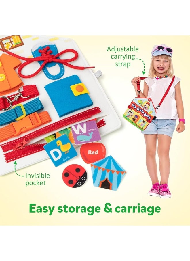 Coogam Coogam Toddler Felt Montessori Busy Book, Activity Sensory Boards Fine Motor Skill Quiet Book Car Travel Binder Autism Toys Preschool Learning Educational Gift for 3 4 5 Year Old  - Image 1