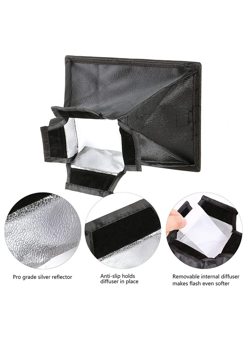 SYOSI - 2 Pack Flash Diffuser Softbox Set Collapsible with Storage Pouch 8" Octagon and 8"x6" Rectangle Softboxes for Canon Nikon - Image 1