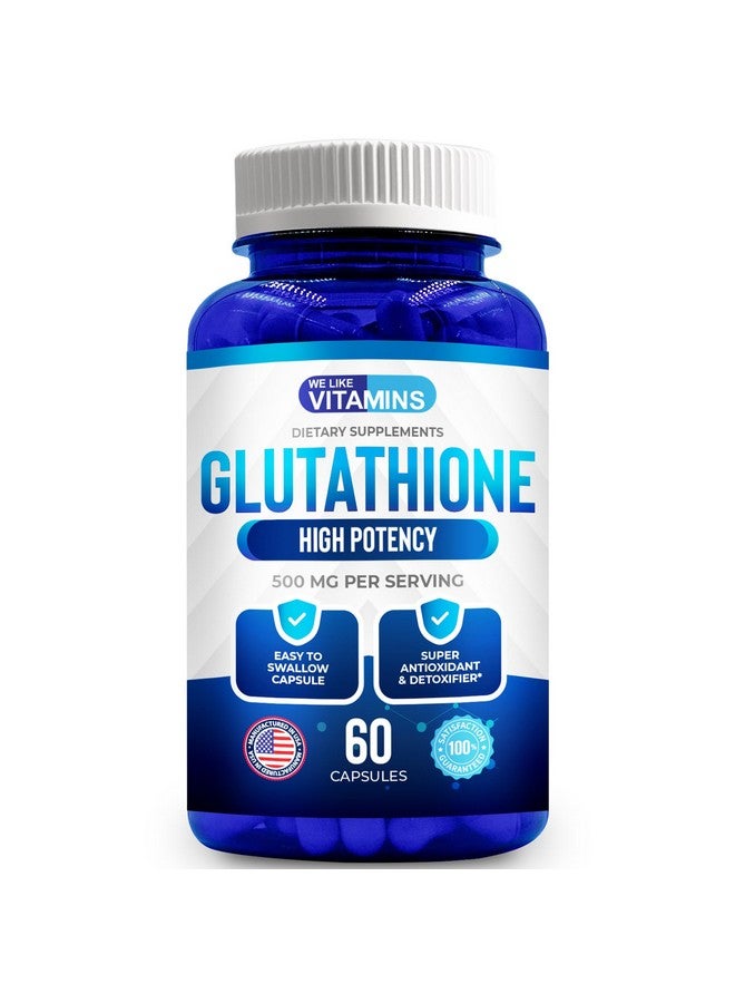 We Like Vitamins L Glutathione Supplement 500mg Per Serving | Manufactured in USA | 60 Glutathione Capsules | Highly Bioavailable Reduced Glutathione Supplement | Glutathione for Antioxidant - Image 1