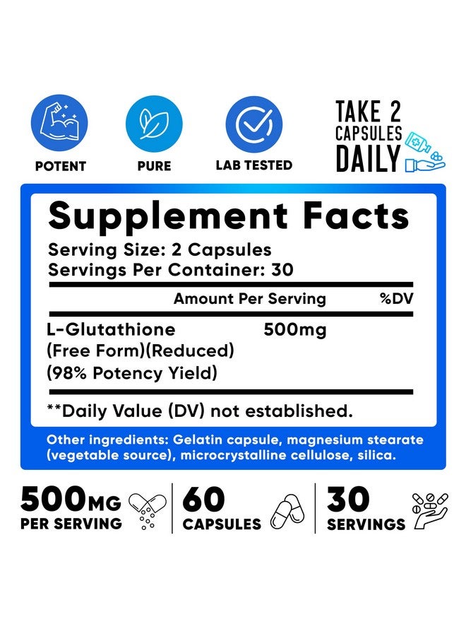 We Like Vitamins L Glutathione Supplement 500mg Per Serving | Manufactured in USA | 60 Glutathione Capsules | Highly Bioavailable Reduced Glutathione Supplement | Glutathione for Antioxidant - Image 2