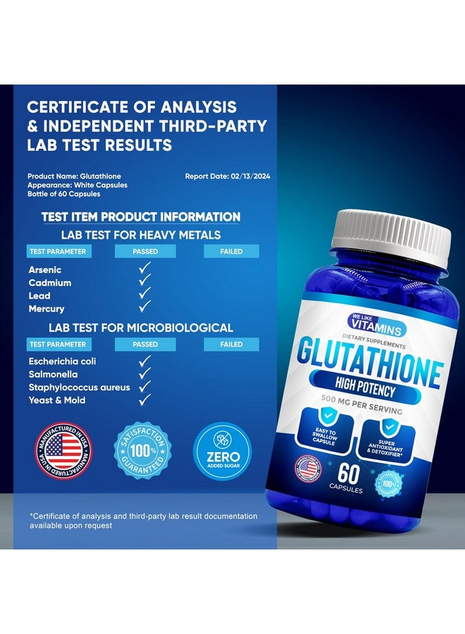 We Like Vitamins L Glutathione Supplement 500mg Per Serving | Manufactured in USA | 60 Glutathione Capsules | Highly Bioavailable Reduced Glutathione Supplement | Glutathione for Antioxidant - Image 3