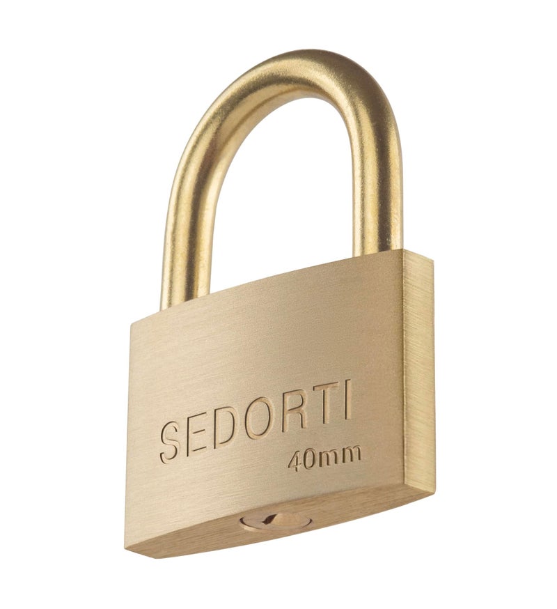 SEDORTI Rust Proof Lock, Solid Brass Padlock with Brass Shackle, 1-1/2" Wide, Light Duty Small Marine Grade Padlock - Image 1
