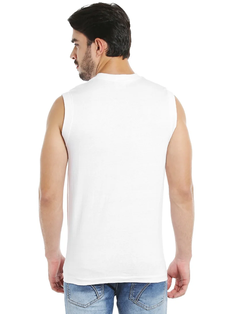 BYC MEN'S SLEEVELESS V-NECK COTTON T-SHIRT (PACK OF 3) - WHITE