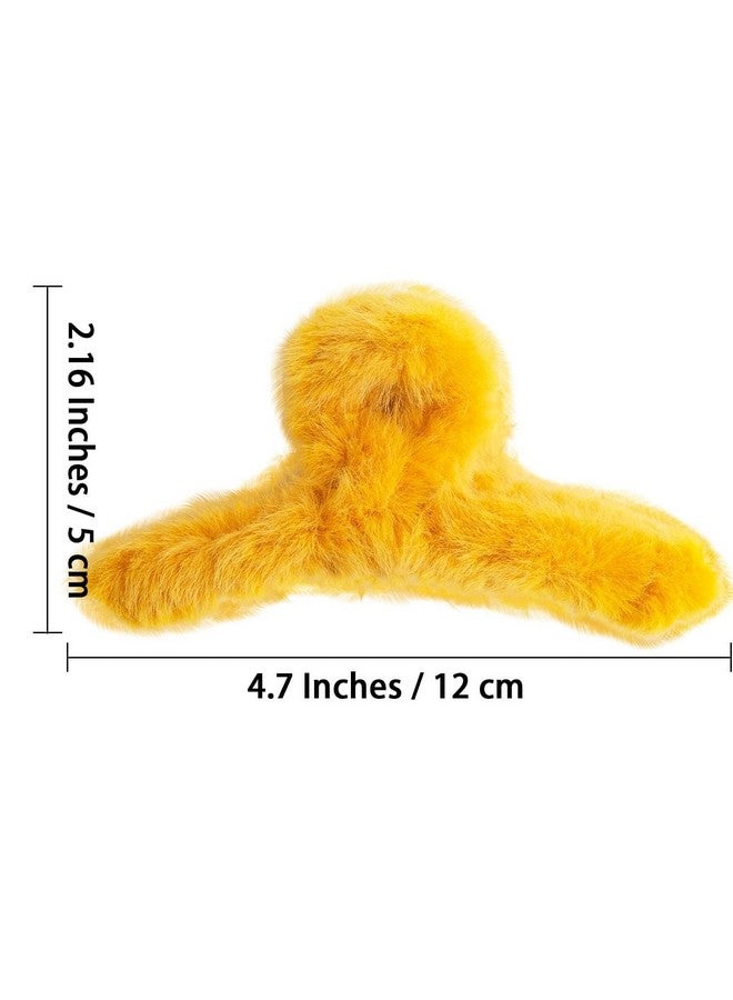 DN Creation Set of 3 Cute Soft Faux Rabbit Fleece Fur Curve, Non Slip Large Barrettes Large Fuzzy Hair Clips Claw/Clutcher,Hair Styling Accessories For Women & Girls - Random Color - Image 2