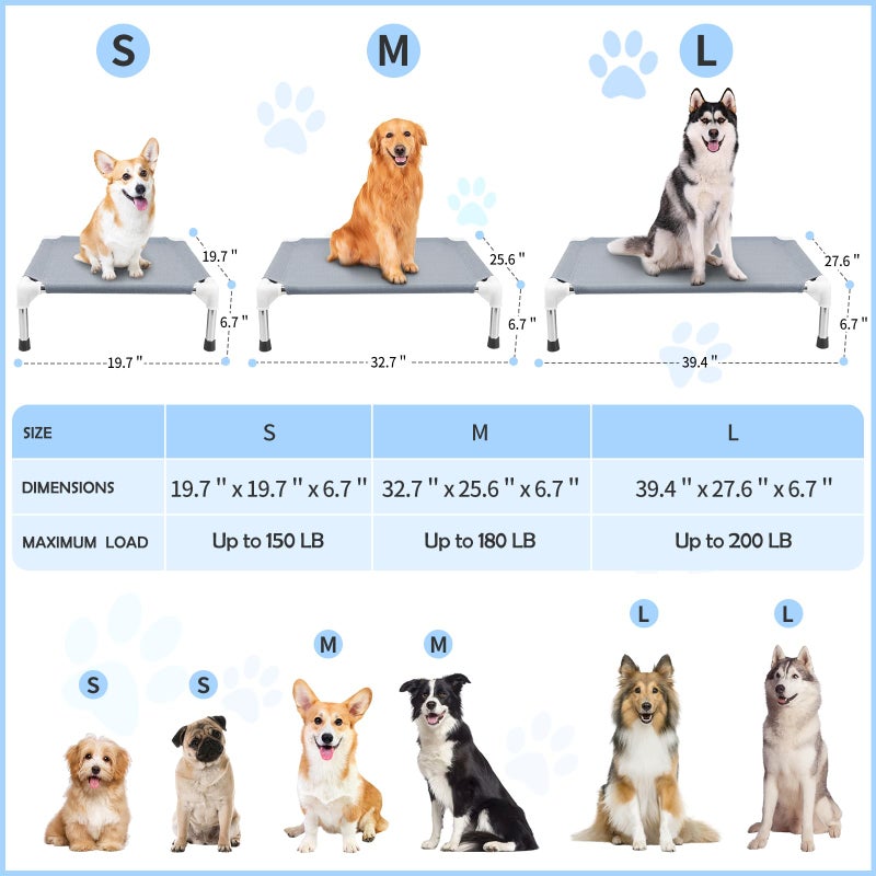 Makerfire Elevated Cooling Dog Bed, Raised Outdoor Dog Bed for Medium Dogs, Portable Pet Cots with No-Slip Rubber Feet, Double Layer Polyester Cotton - Image 4