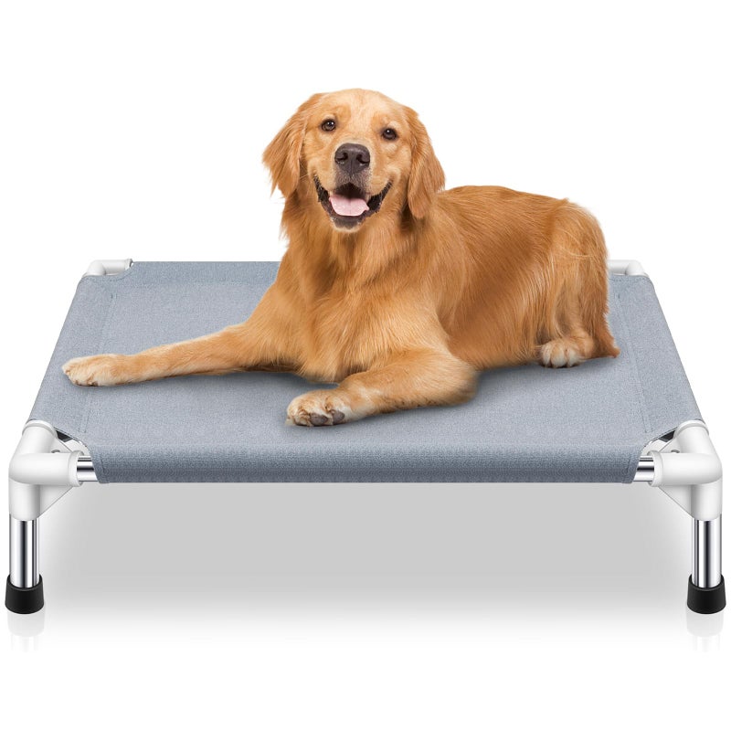 Makerfire Elevated Cooling Dog Bed, Raised Outdoor Dog Bed for Medium Dogs, Portable Pet Cots with No-Slip Rubber Feet, Double Layer Polyester Cotton - Image 1
