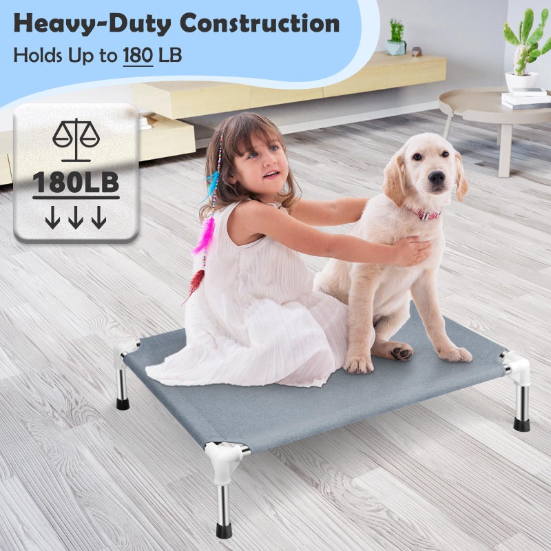 Makerfire Elevated Cooling Dog Bed, Raised Outdoor Dog Bed for Medium Dogs, Portable Pet Cots with No-Slip Rubber Feet, Double Layer Polyester Cotton - Image 2