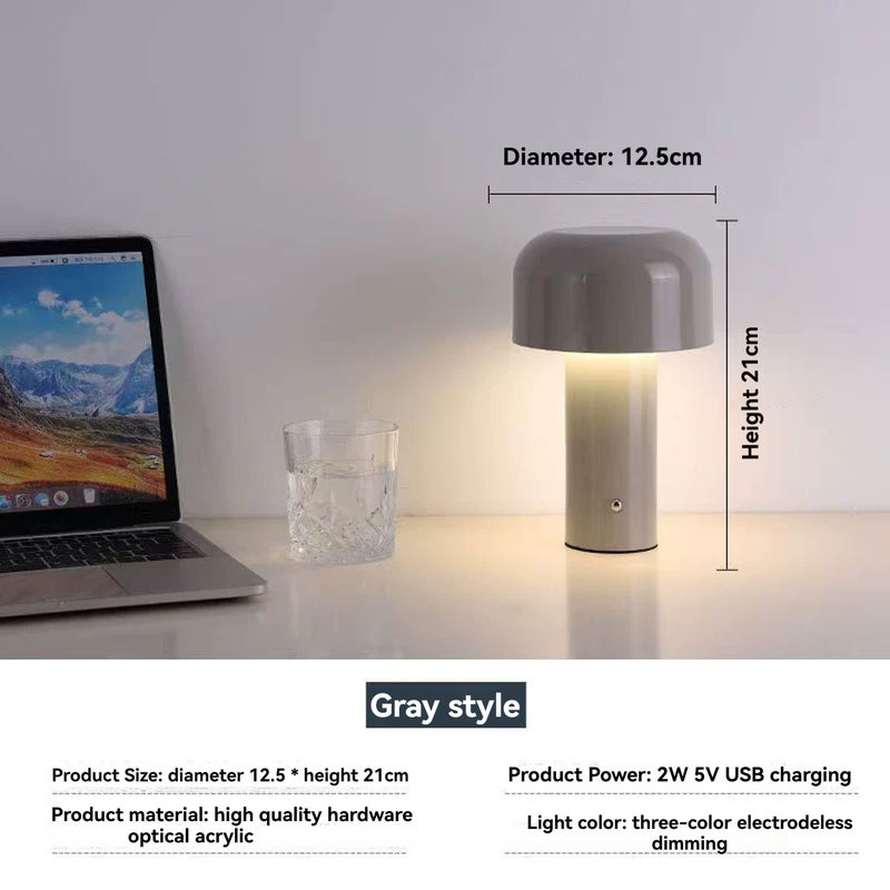 Mushroom Light, Mushroom Light Iron Acrylic Dimmable Mushroom Nightlamp 3 Color Temperature Dimmable USB Type C, Night Lights (White) - Image 2