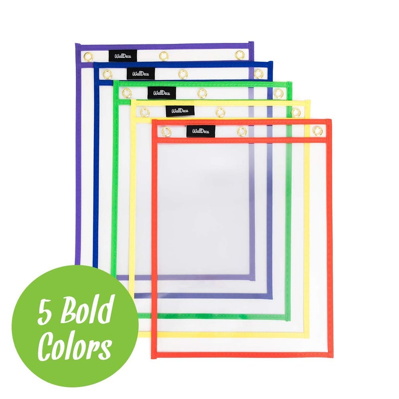 Walldeca Dry Erase Plastic Sleeves for Paper 8.5x11 inches 25 pk - Dry Erase Pockets Reusable Sleeves - Plastic Covers for Paper Holder Pack, Write and Wipe Pockets, Clear Pockets for Classroom - Image 2