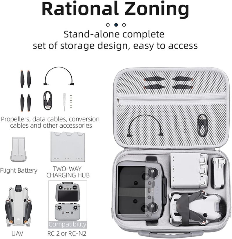 Vertus ® Carrying Case for DJI Mini 4 Pro || Hard Shell Storage Case Accessories for RC 2 Controller, with Shoulder Strap, Waterproof, Shockproof Features (Grey) - Image 3