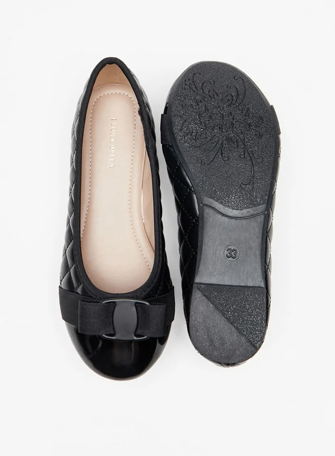 فلورا بيلا من شو إكسبرس Girl's Bow Accent Slip-On Round Toe Ballerina Shoes