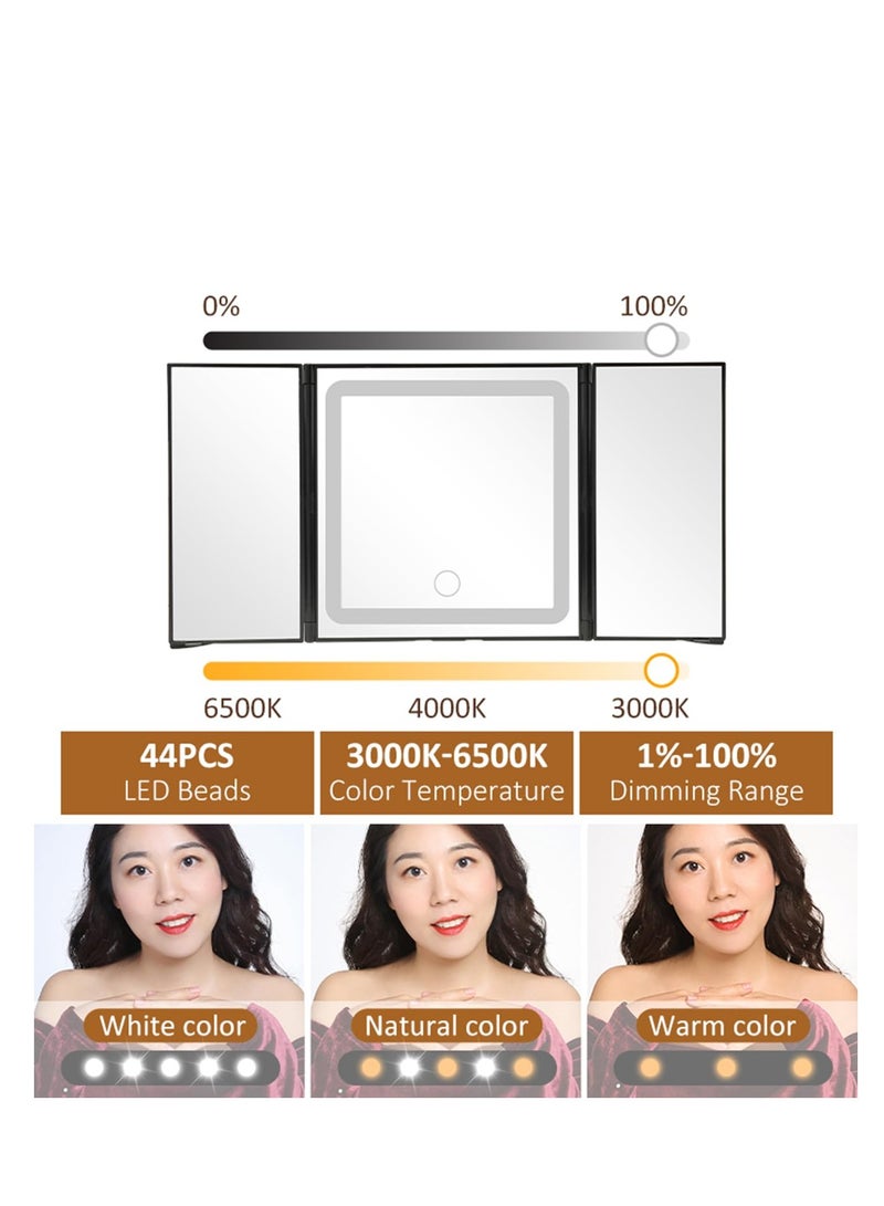 Loquat Car Sun Visor Vanity LED Mirror with 3 Lights Modes Foldable and Rechargeable Super long standby Zoomable 2-3x Dimmable Easy to Install Touch Screen Rearview Sun-Shading Mirror for Car Truck SUV - Image 3