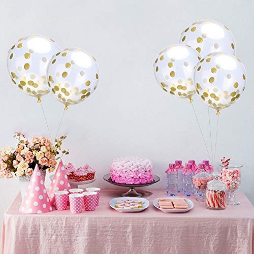 Tellpet Light Blue HAPPY BIRTHDAY Banner with 5 pcs Gold Confetti Balloons - Image 5
