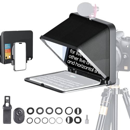 LENSGO Portable Teleprompter for iPad Tablet Smartphone DSLR Camera 7.9'', APP Compatible with iOS & Android System for Online Teaching Vlog Live Streaming Interview (TC7 for phond/ipad/Camera) - Image 1