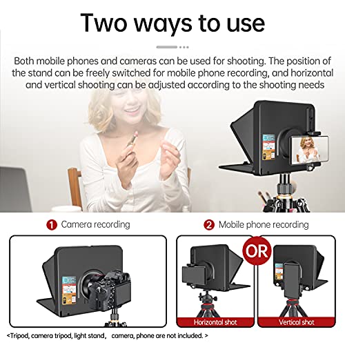 LENSGO Portable Teleprompter for iPad Tablet Smartphone DSLR Camera 7.9'', APP Compatible with iOS & Android System for Online Teaching Vlog Live Streaming Interview (TC7 for phond/ipad/Camera) - Image 2