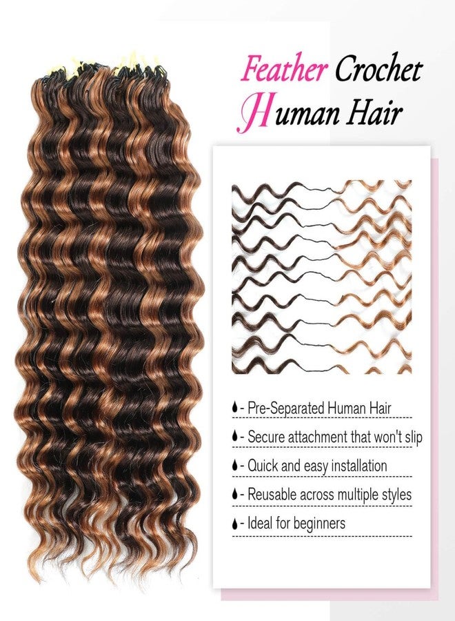 يو آر بيوتي شعر بشري طبيعي 100% من Urbeauty Feather Crochet للنساء ذوات البشرة السمراء، 100 خصلة مموجة بعمق لضفائر البوهو، حلقات مسبقة، بدون عقد وغير مرئية، شعر بشري طبيعي 100%، ناعم، خفيف الوزن وقابل لإعادة الاستخدام، مناسب للمبتدئين - Image 2
